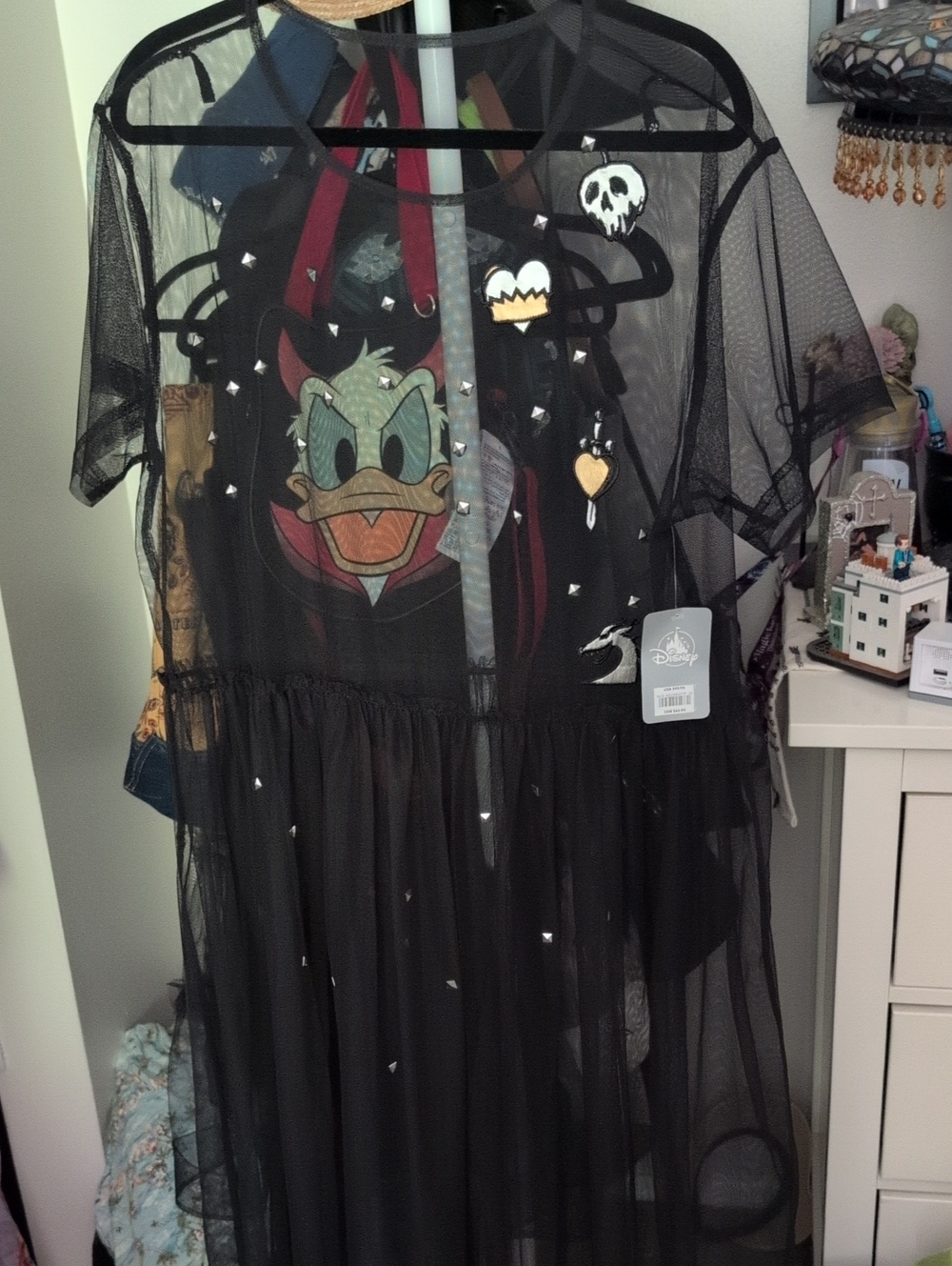 Disney Black Mesh Villains Dress with Graphic Accents